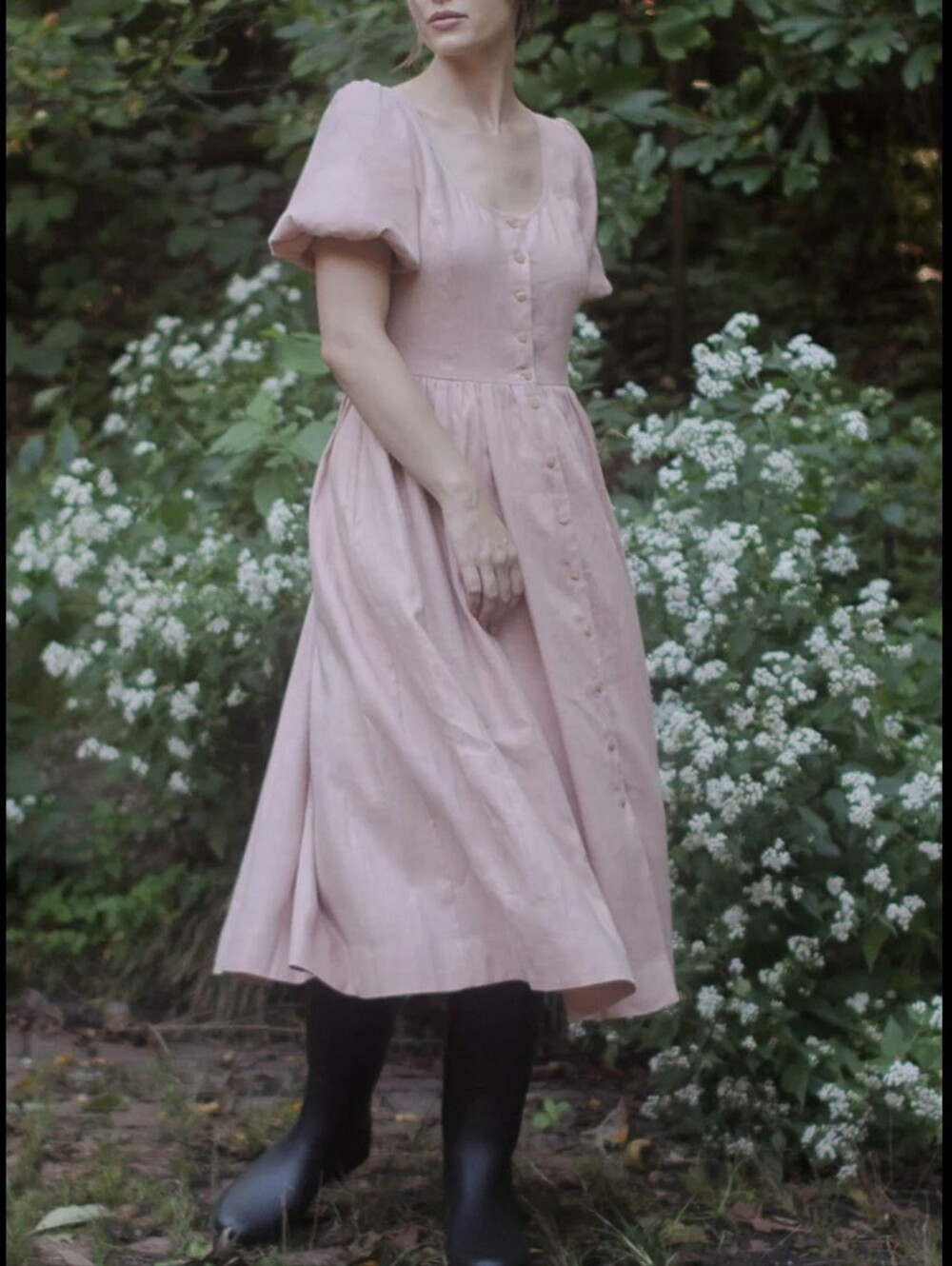 Of Her Own Kind Maeve Dress, Blush Pink Linen, Size L